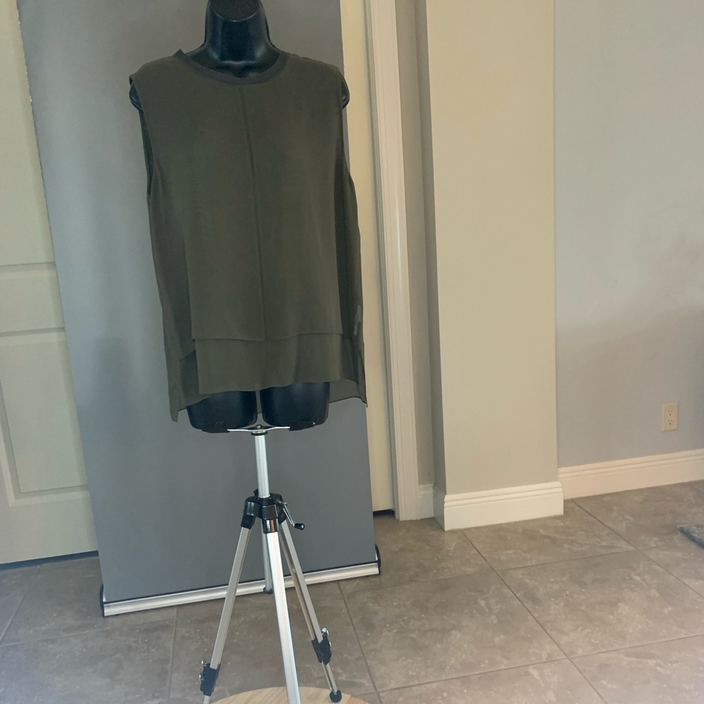 Khaki Green Sheer Layered Top